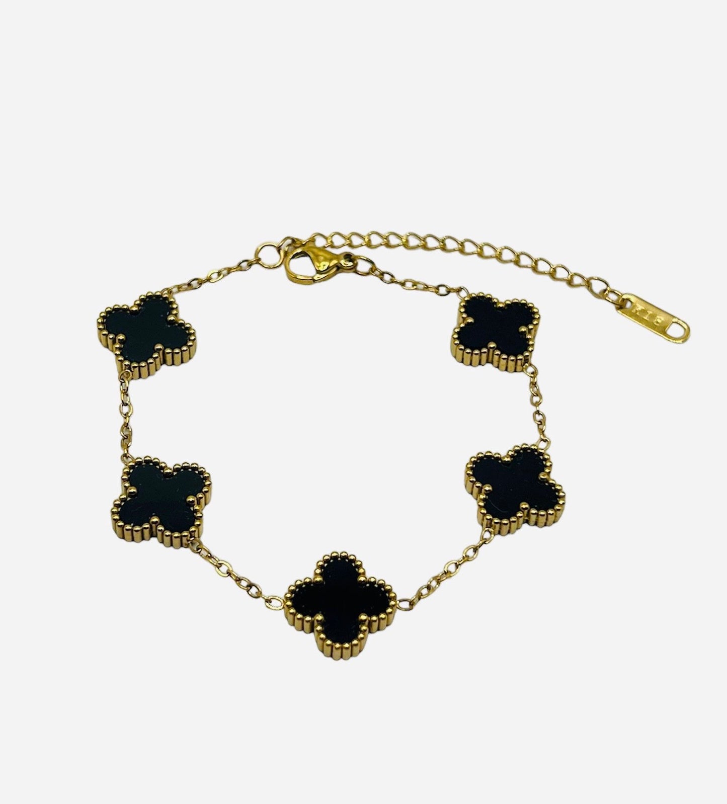 Kleeblatt Armband 18K Gold plating Schwarz