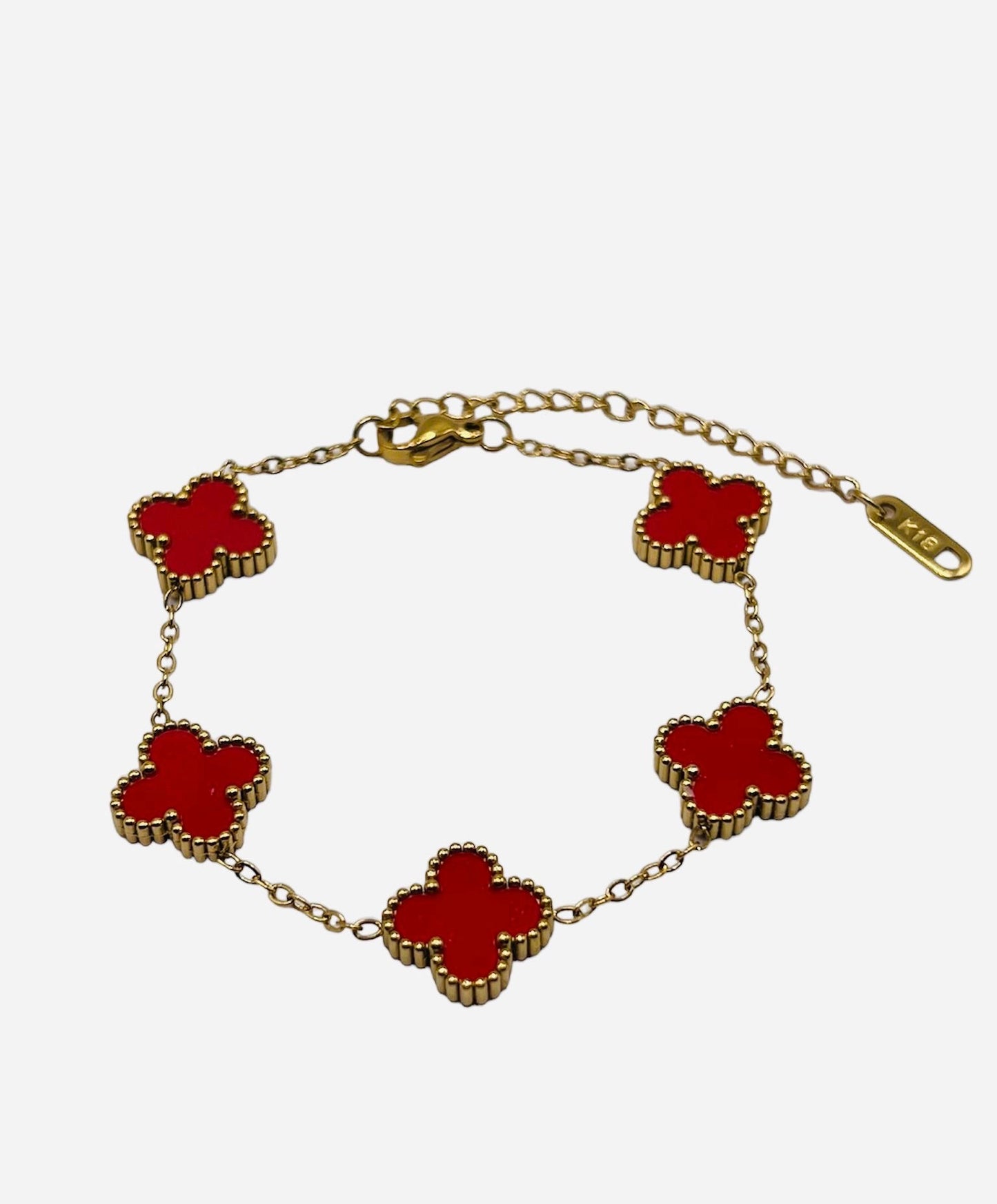 Kleeblatt Armband 18K Gold plating Rot
