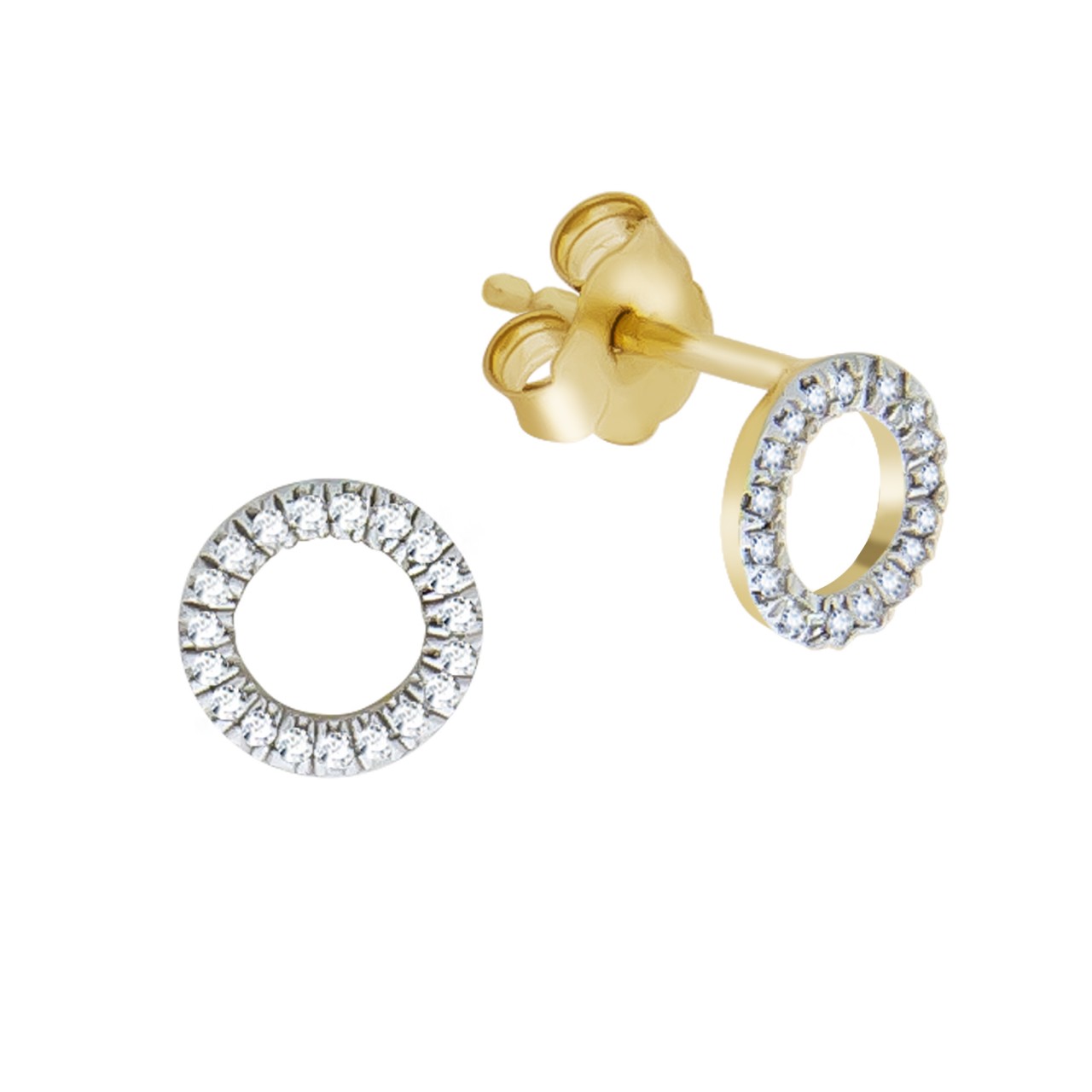 Stud earrings 375 yellow gold two-tone 5.5mm