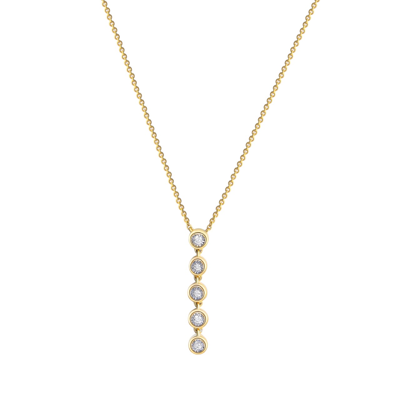 Anhänger inklusive Kette aus 585- Gelbgold zweifarbig Brillanten 3,7mm