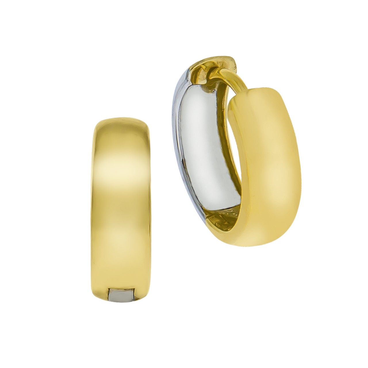 Folding hoop earrings 333 yellow gold/white gold 4mm