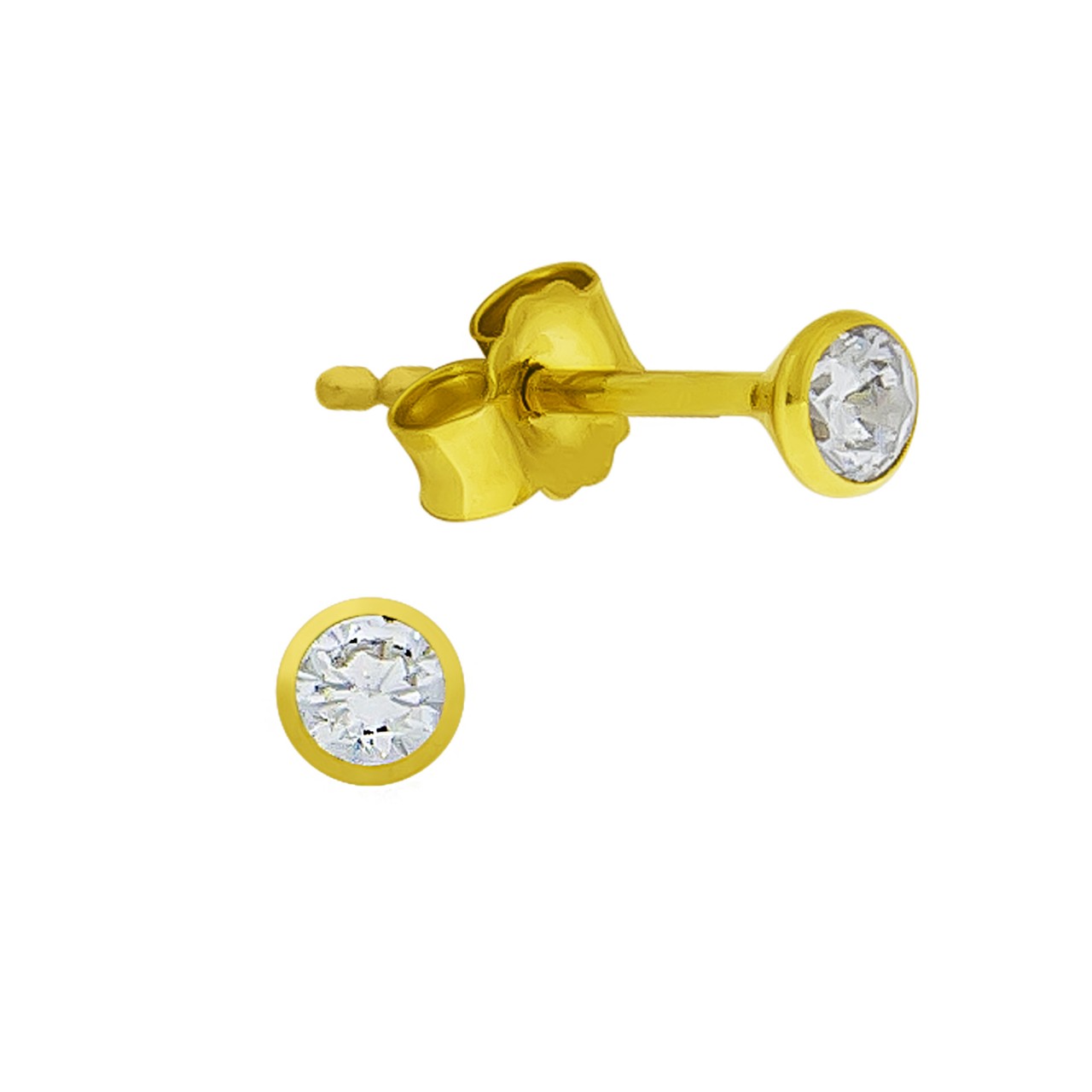 Ohrstecker 375- Gelbgold Zirkonia 3,0mm