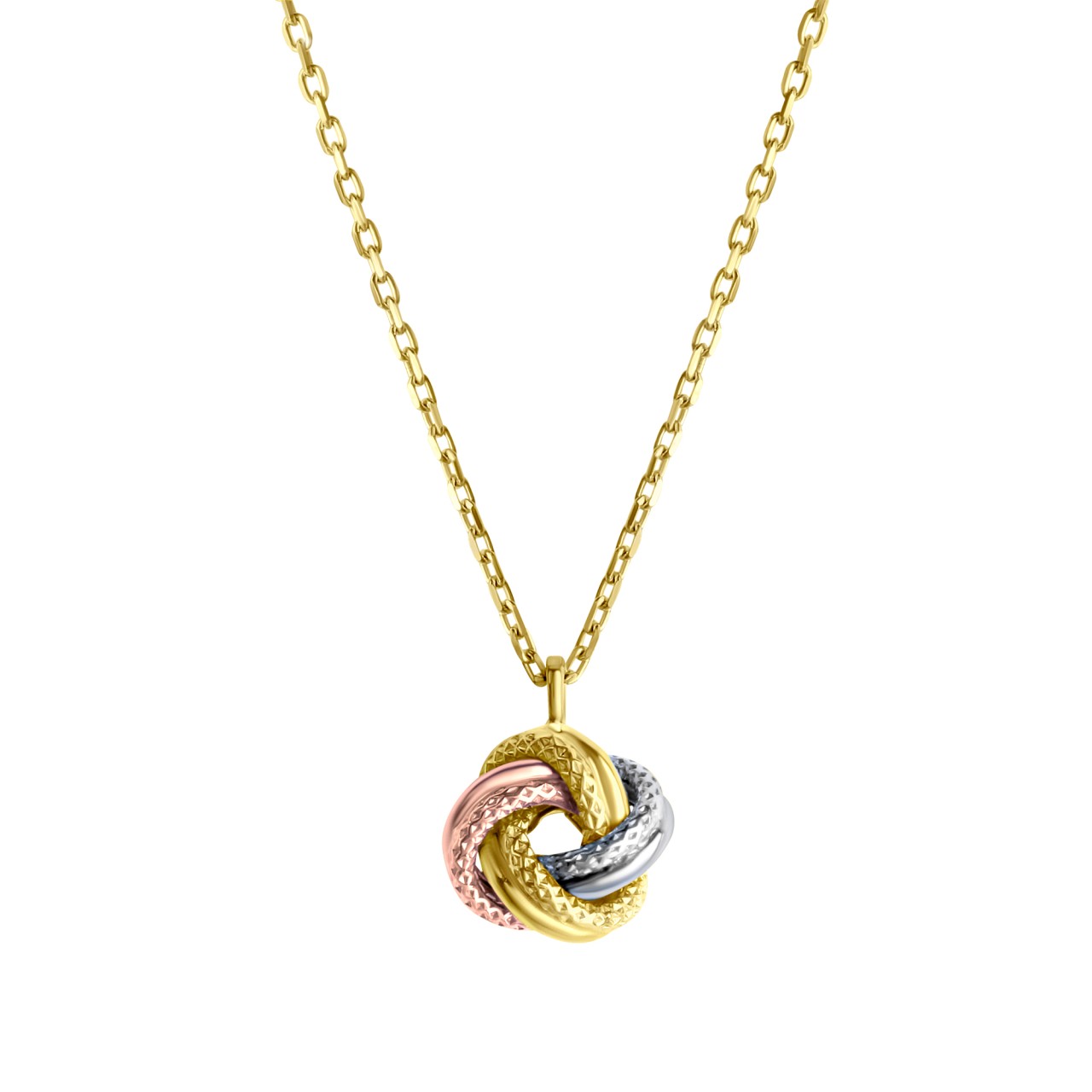 Anhänger inklusive Kette aus 585- Gelbgold dreifarbig strukturiert 9mm
