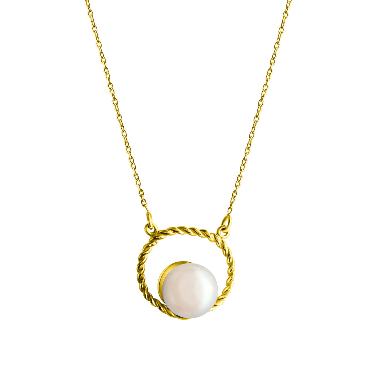Collier 375- Gelbgold Süßwasserperle 10mm