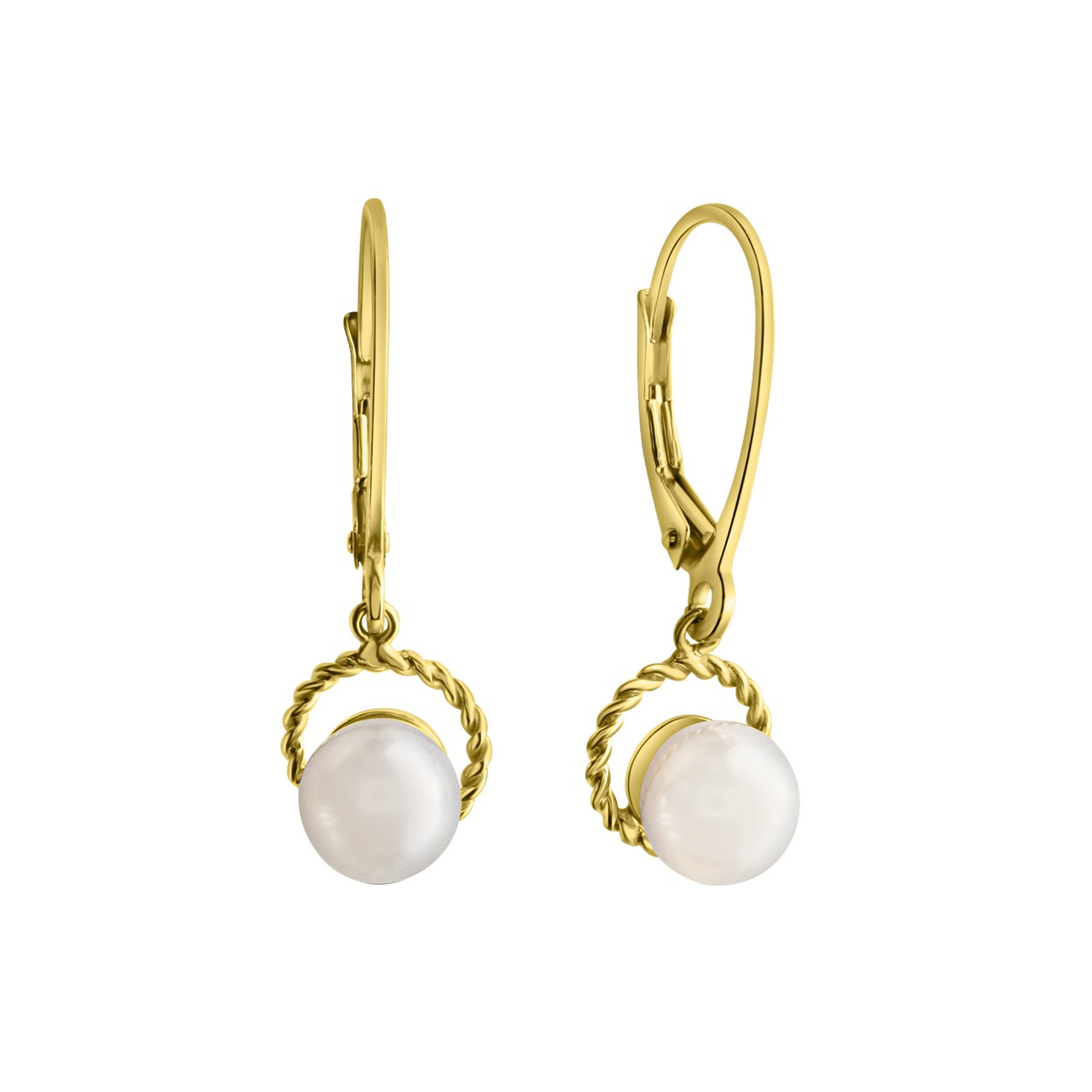 Ohrhänger 375- Gelbgold Süßwasserperle 8mm
