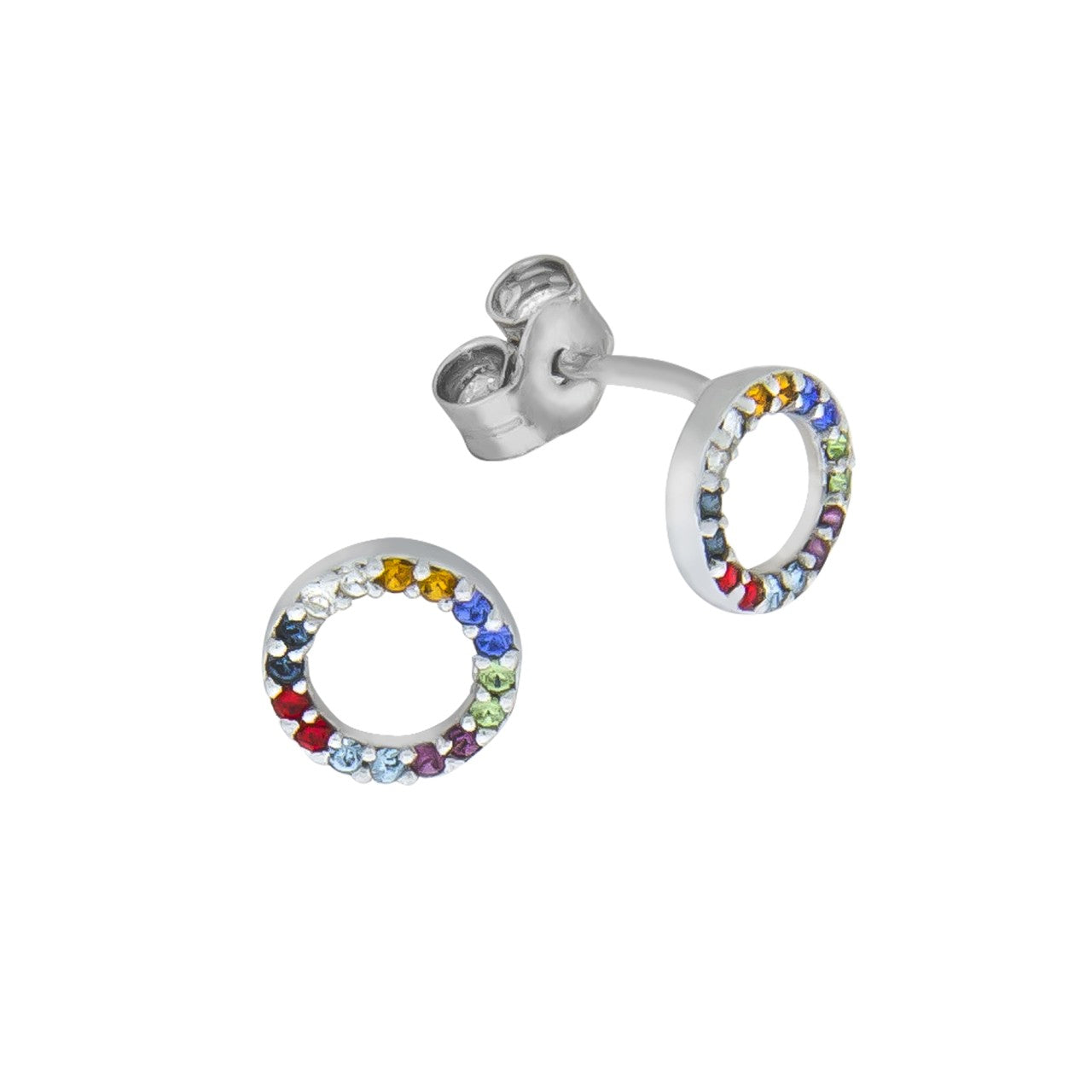 Ohrstecker 925- Sterling Silber rhodiniert Kristall bunt 7mm