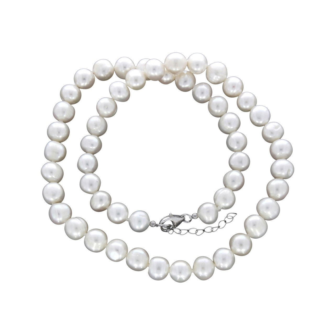 Necklace 925 silver rhodium-plated with freshwater cultured pearls