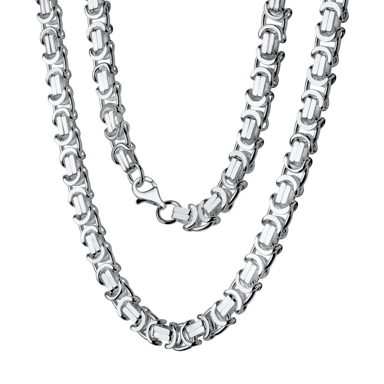 Collar plata de ley 925 cadena etrusca blanca diamante 8mm