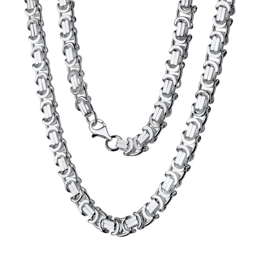 Collar plata de ley 925 cadena etrusca blanca diamante 8mm