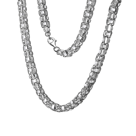Collar plata de ley 925 cadena jaula blanca 7mm