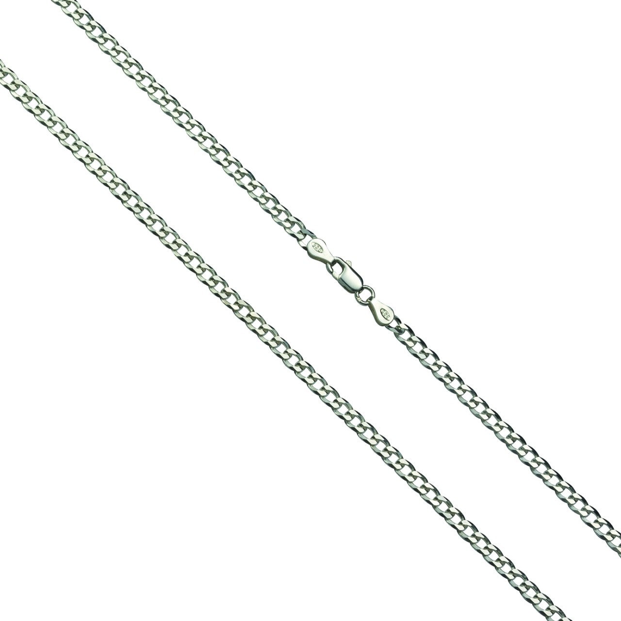 Cadena cadena barbada plata de ley 925 rodiada y diamantada 4mm