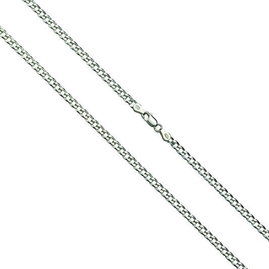 Cadena cadena barbada plata de ley 925 rodiada y diamantada 4mm