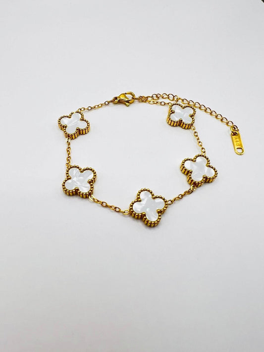 Kleeblatt Armband 18K Gold plating Weiß