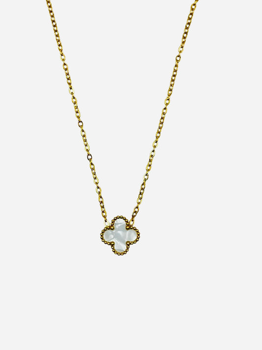 Kleeblatt Halskette Gold plating 18K Weiß