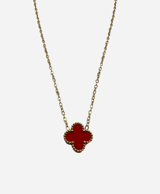 Kleeblatt Halskette Gold plating 18K Rot