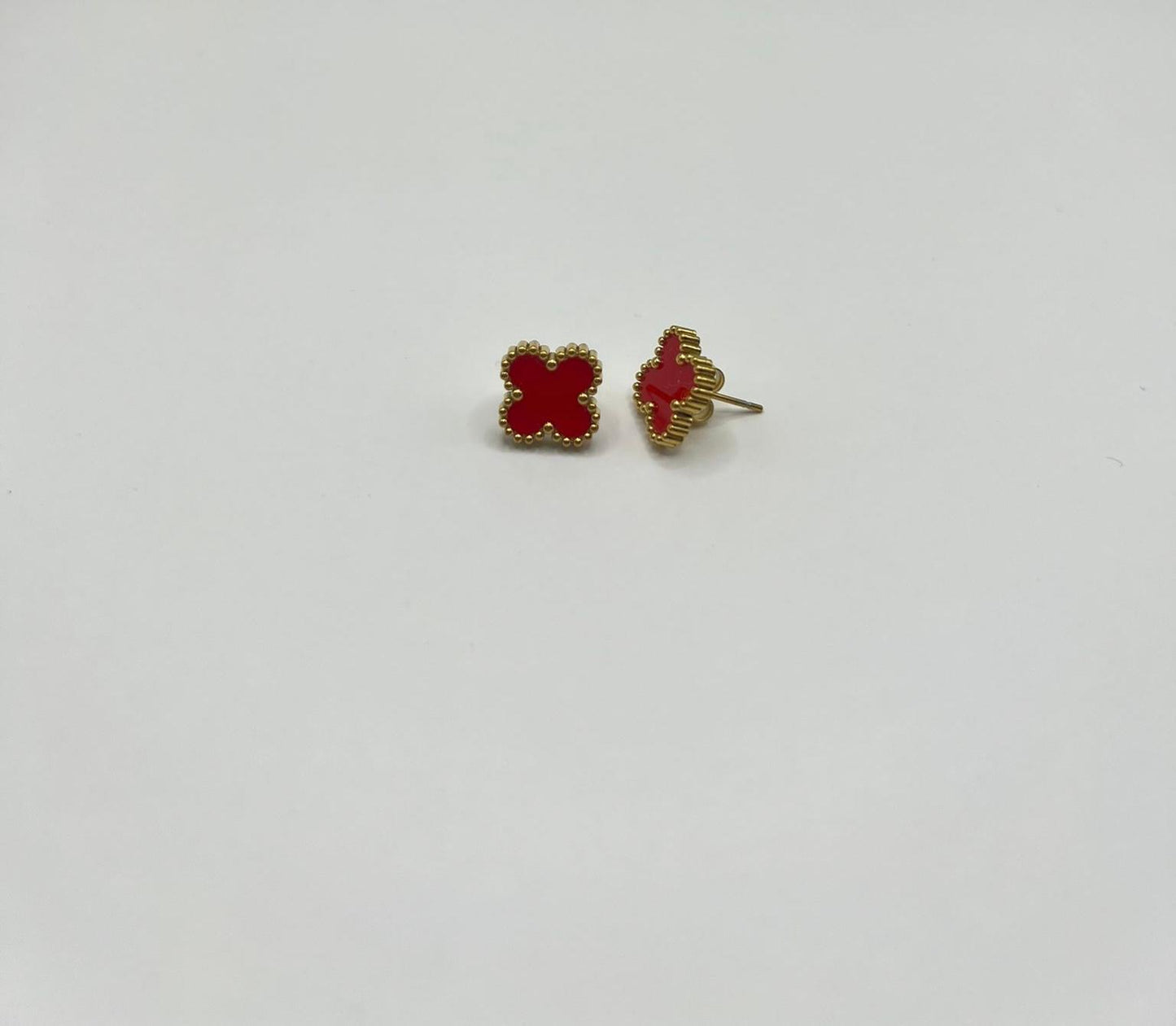 Kleeblatt Ohrringe 18K Gold plating Rot
