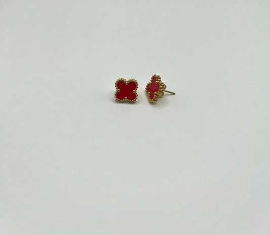 Kleeblatt Ohrringe 18K Gold plating Rot