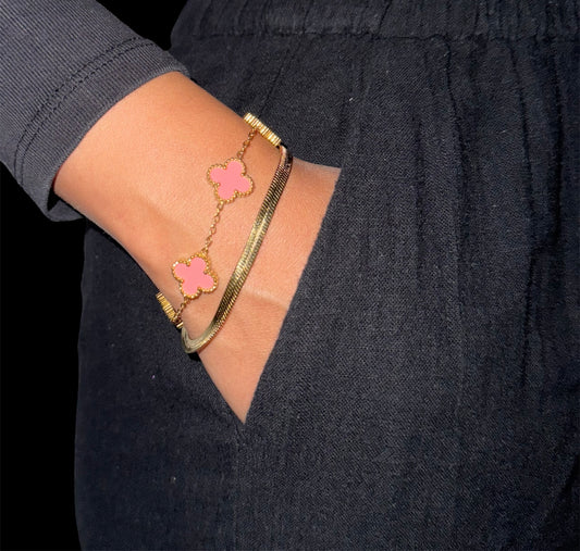 Kleeblatt Armband 18K Gold plating Rosa