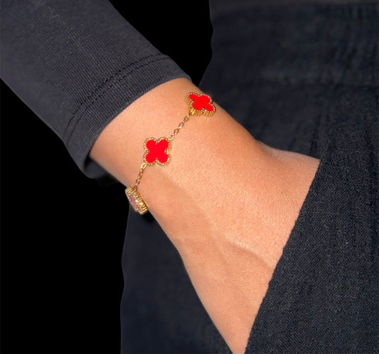 Kleeblatt Armband 18K Gold plating Rot