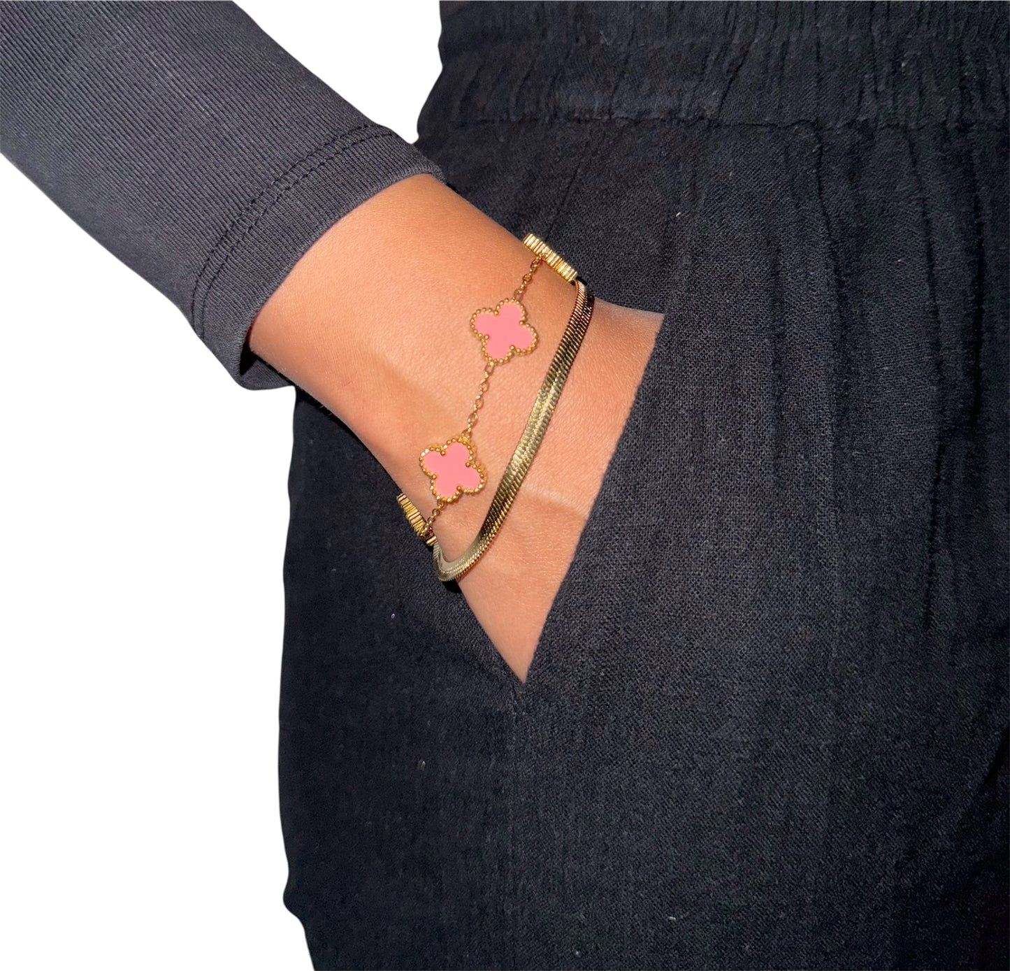 Kleeblatt Armband 18K Gold plating Rosa