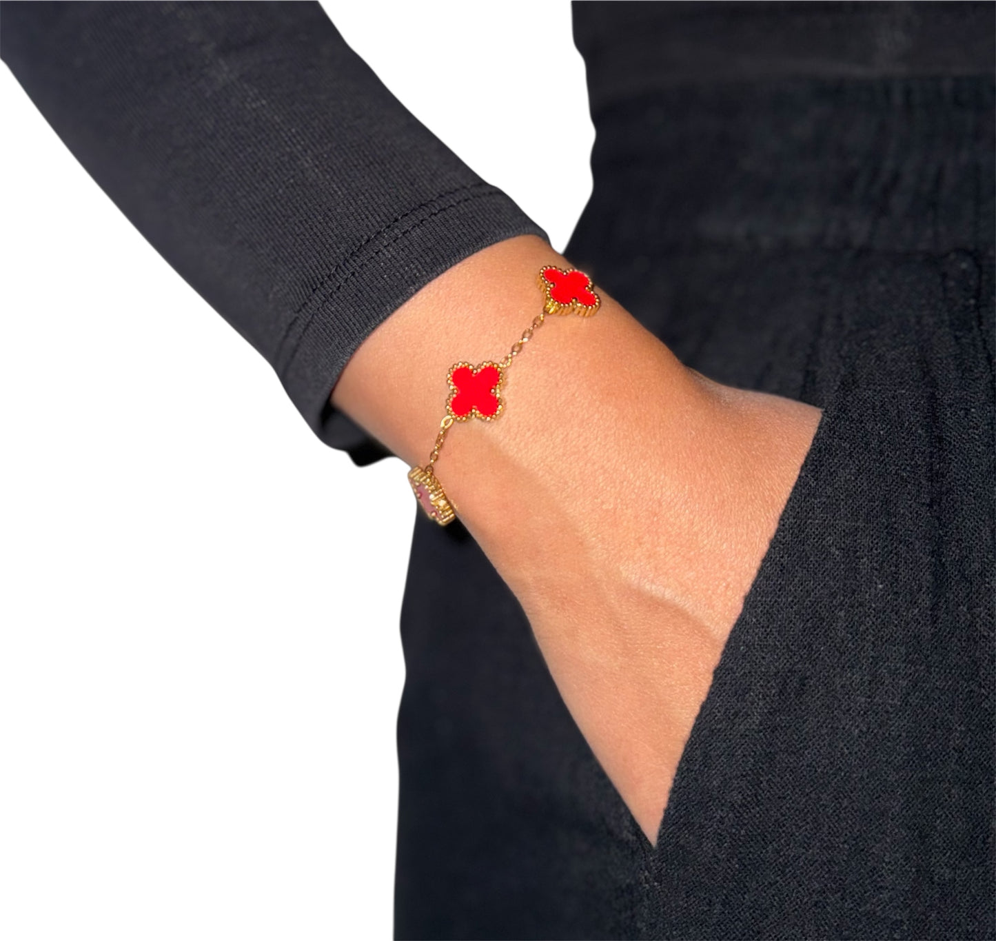 Kleeblatt Armband 18K Gold plating Rot