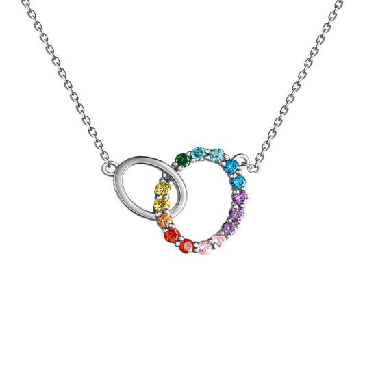 Necklace 925 sterling silver rhodium-plated zirconia 45+5cm