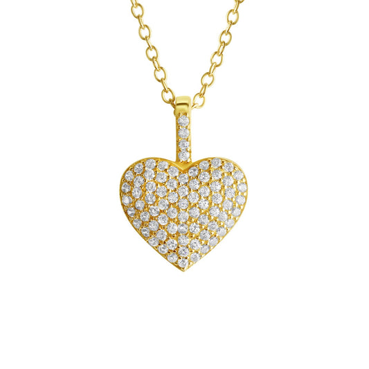 Anhänger inklusive Kette 925-Sterling Silber vergoldet Zirkonia 11,5mm