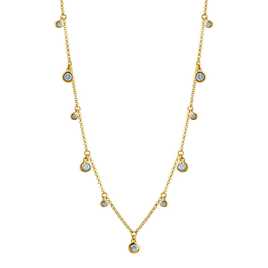 Collier 925- Sterling Silber vergoldet Zirkonia 40+5cm