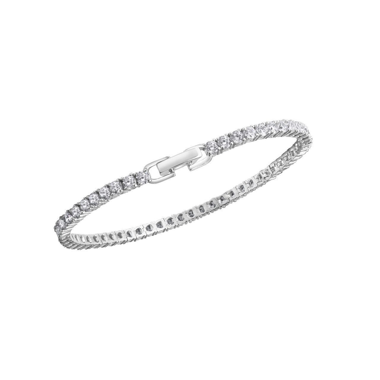 Pulsera plata de ley 925 rodiada circonitas 18,2cm