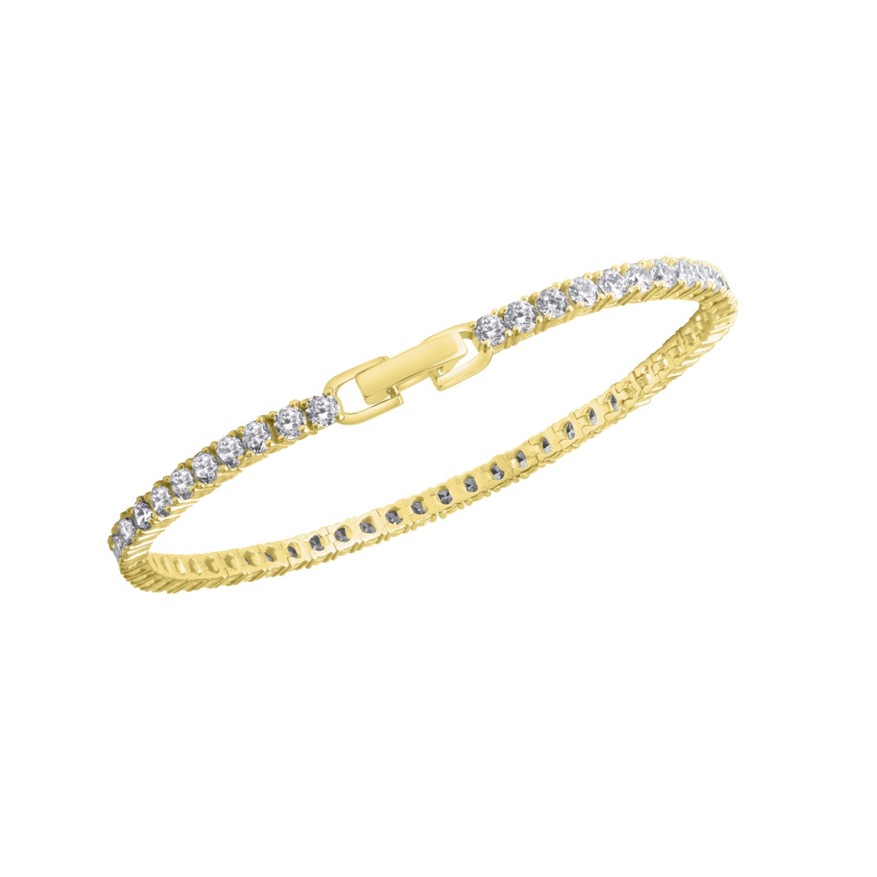 Pulsera plata de ley 925 bañada en oro circonitas 18+2cm