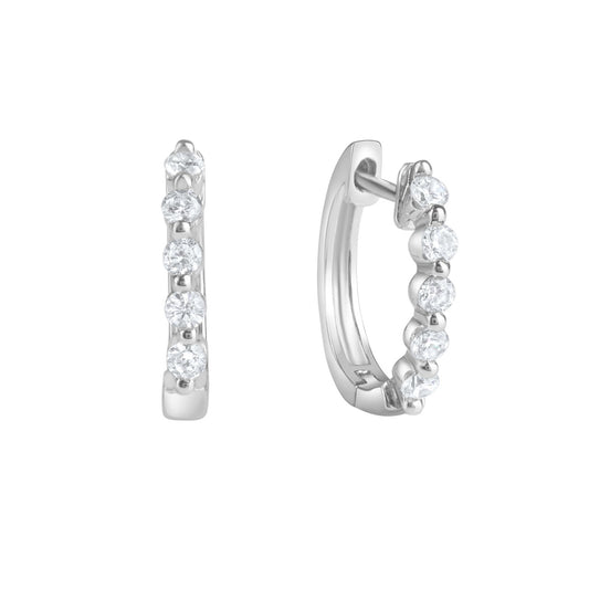Klappcreolen 925-Sterling Silber rhodiniert Zirkonia 2,6mm