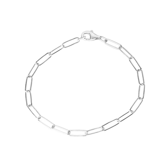 Pulsera pulsera de eslabones de plata de ley 925 blanco brillante