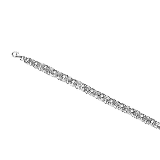 Pulsera plata de ley 925 cadena jaula blanca 7mm