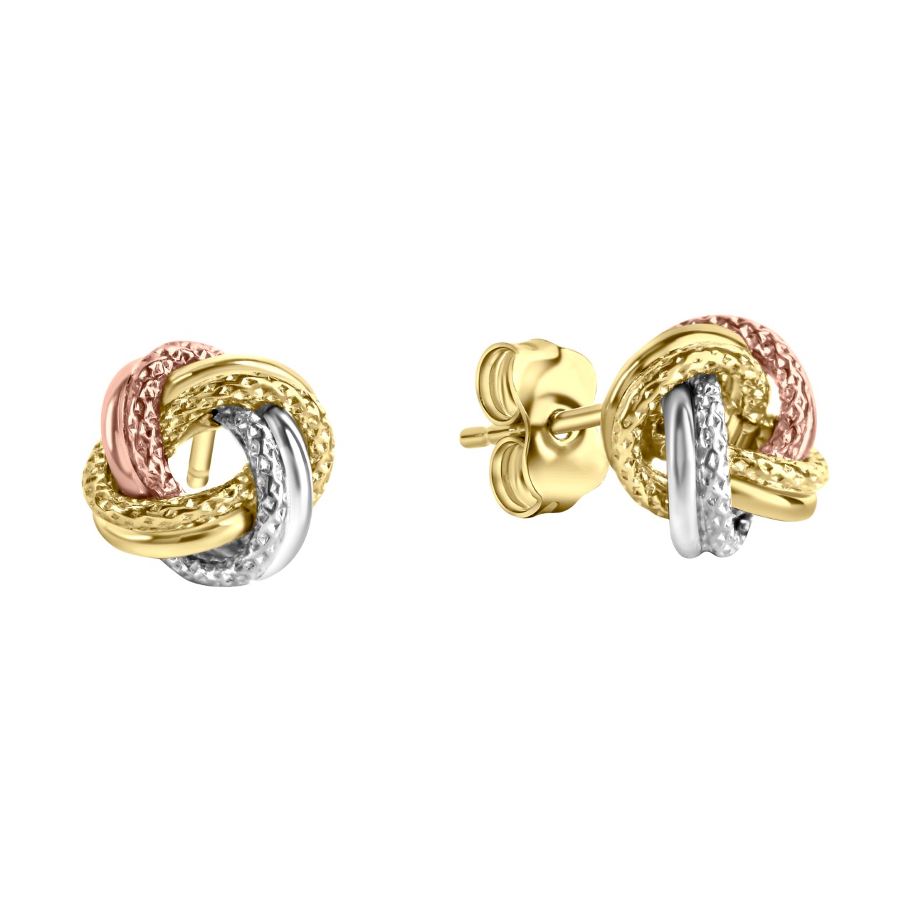 Ohrstecker 585- Gelbgold tricolor strukturiert 8mm