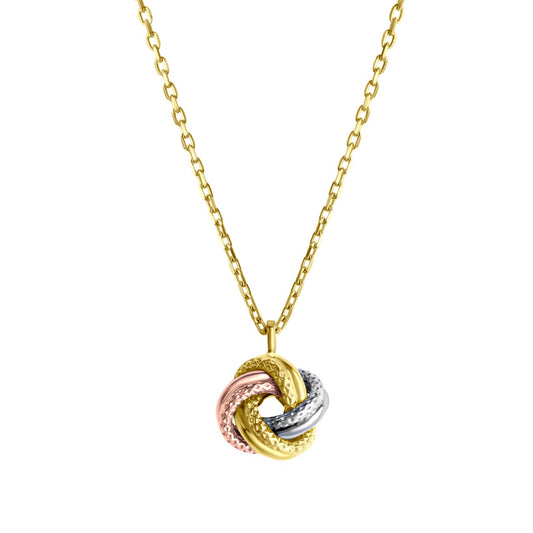 Anhänger inklusive Kette aus 585- Gelbgold dreifarbig strukturiert 9mm