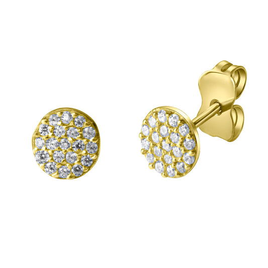 Pendientes de oro amarillo 375 con circonitas de 5,2 mm.