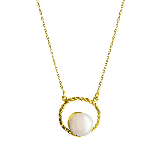 Collier 375- Gelbgold Süßwasserperle 10mm