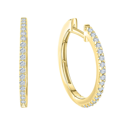 Pendientes de aro plegables oro amarillo 375 con circonitas 1,5 mm