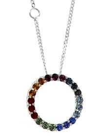 Colgante con cadena de plata de ley 925 rodiada y cristal de colores 42+3cm