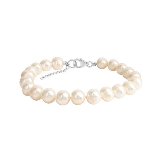 Armband 925- Sterling Silber rhodiniert Süßwasserzuchtperle 19+3cm