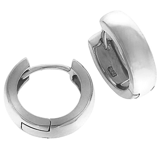 Pendientes de aro plegables plata 925 rodiada 5 mm