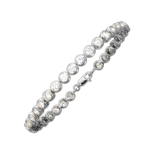 Armband 925- Silber rhodiniert 34x Zirkonia 19,5cm