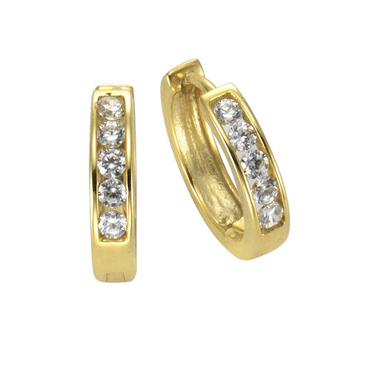 Pendientes aro 333- oro circonita blanca 3mm
