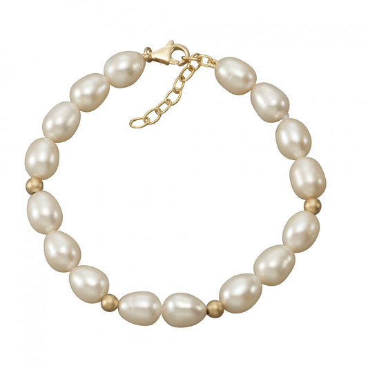 Pulsera 585 cuentas oro blanco bolas 18cm