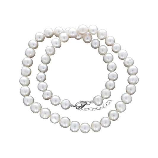 Necklace 925 silver rhodium-plated with freshwater cultured pearls
