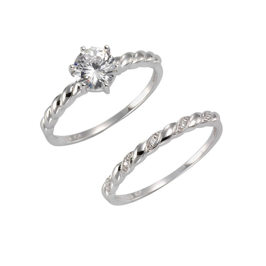 Ring Set 925- Silber zweiteilig Zirkonia weiß 8mm
